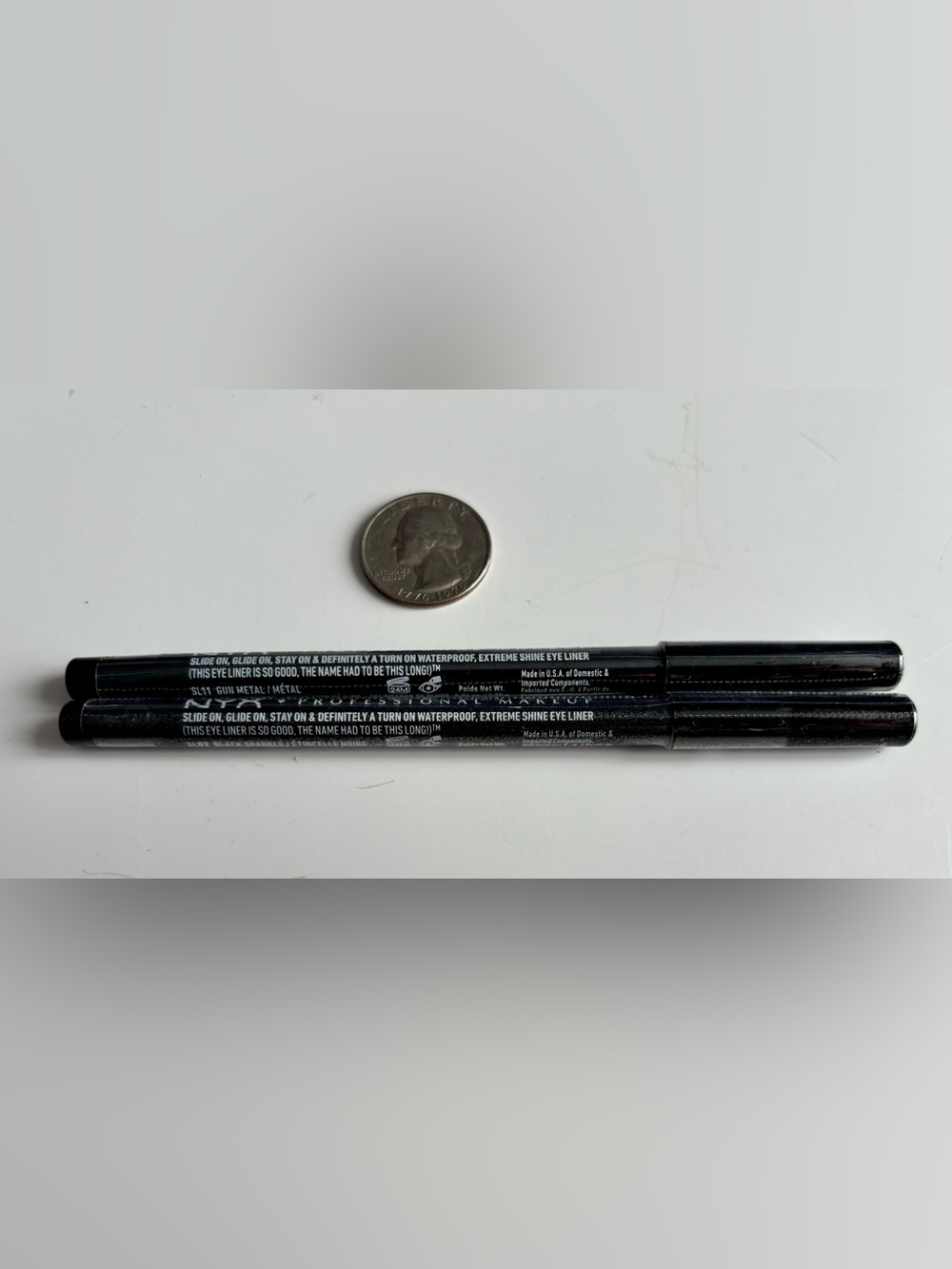 NWT NYX Eyeliner Pencils in Gun Metal and Black Sparkle, set of 2